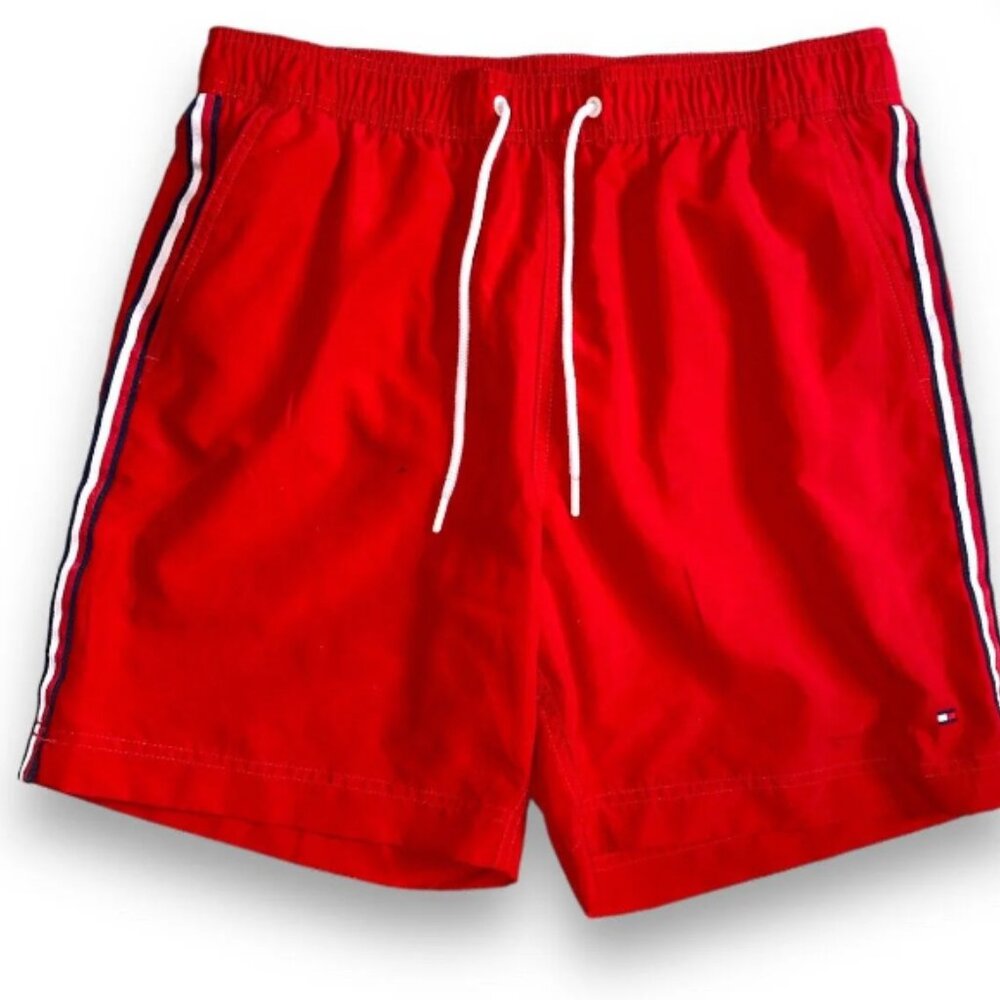 Tommy Hilfiger Red Swim Trunks Tommy Trunks Logo Size S GREAT CONDITION
